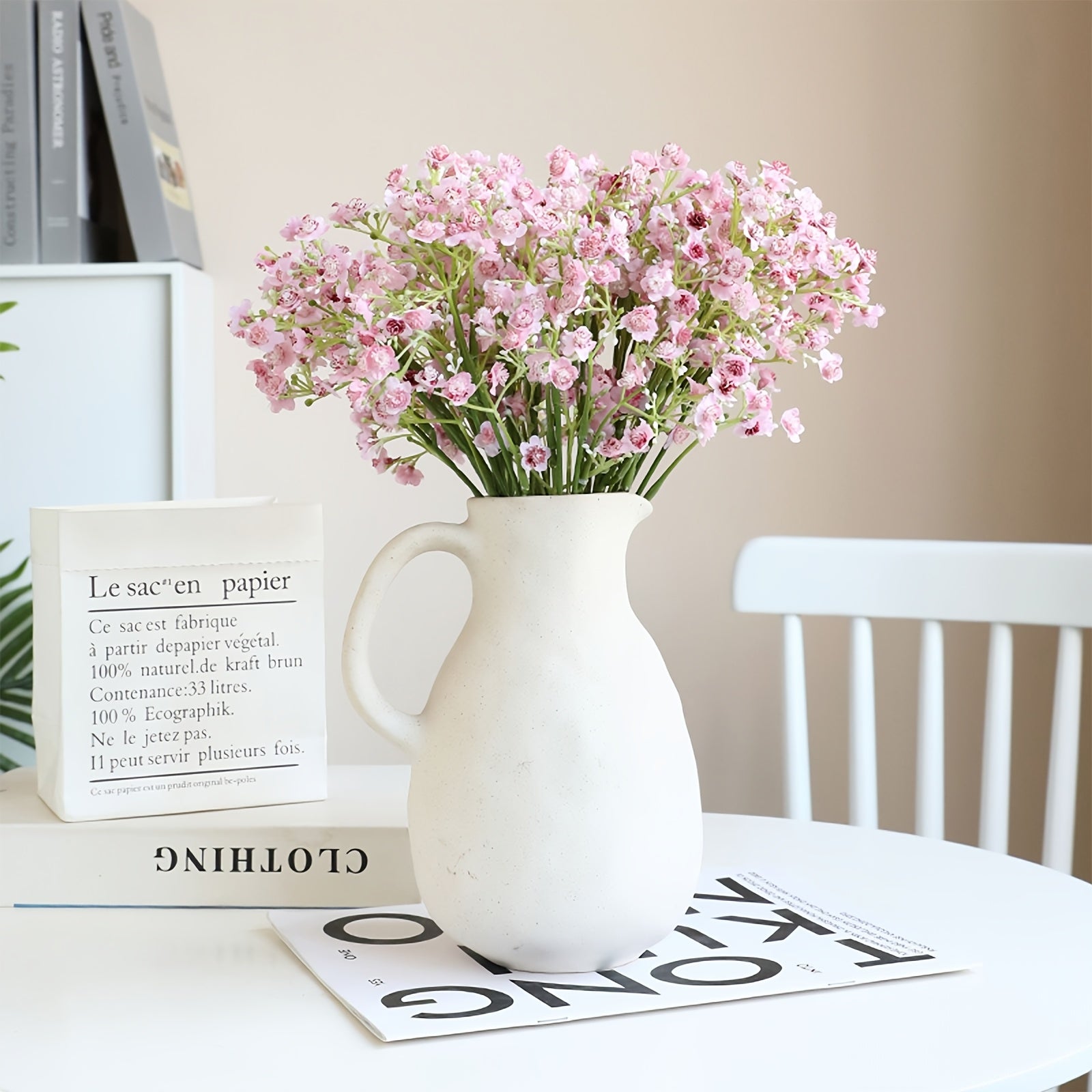 6/12pcs Boho Style Artificial Gypsophila Flower Bouquets, Plastic Real Touch Simulation Stems for Home Office Decor, Outdoor Garden, Wedding, Birthday, Christmas, Valentine&