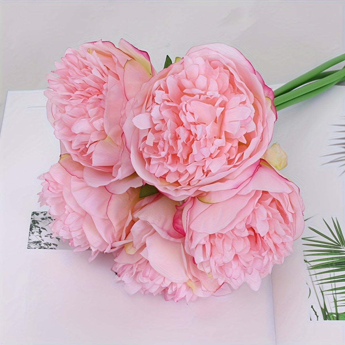 5pcs Royal Peony Artificial Flowers, Polyester Peony Bouquet for Home Decor - Ideal for Christmas, Easter, Valentine&