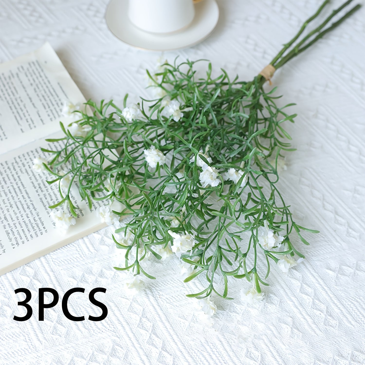 Boho Style Artificial Flower Swags, 3 Branches Plastic Gypsophila &amp; Cherry Blossom Bundle - Faux Silk Flower Bunch for Wedding, Bachelorette, Restaurant &amp; Home Decor - Ideal for Christmas, Valentine&