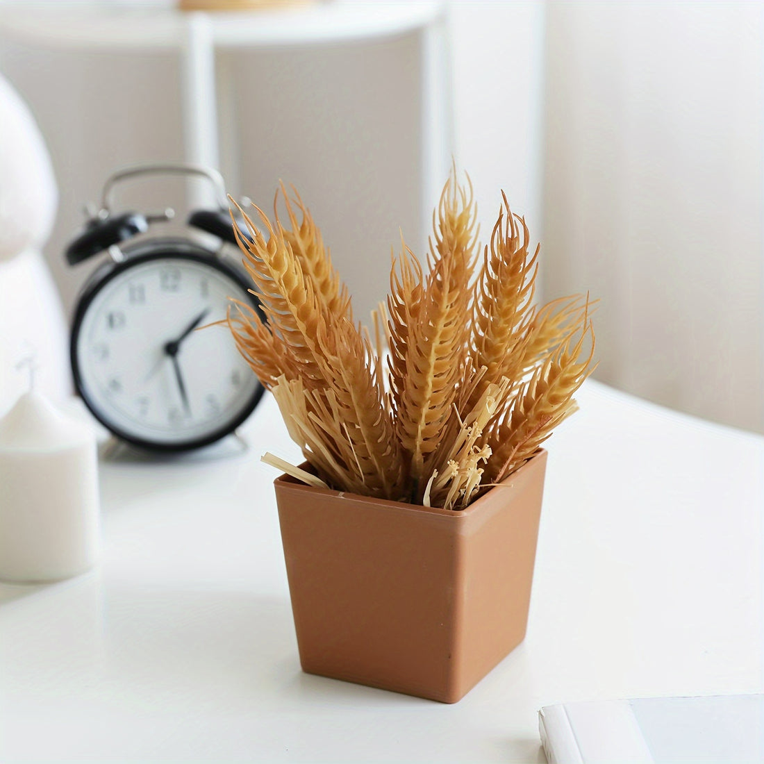 Bohemian Chic Faux Wheat Plant in Pot - Perfect for Home, Wedding, Office &amp; Garden Decor | Versatile White Accent for All Seasons &amp; Holidays