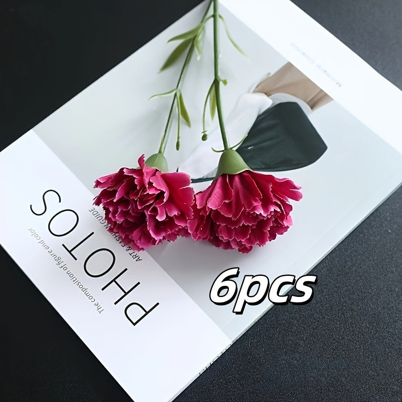 6/10pcs, Artificial Mini Single Branch Carnations, Real Touch Artificial Flowers, Family Room Office Decoration, Floral Arrangement Artificial Center, Outdoor Garden Patio Decoration, Wedding Birthday Bride Shower