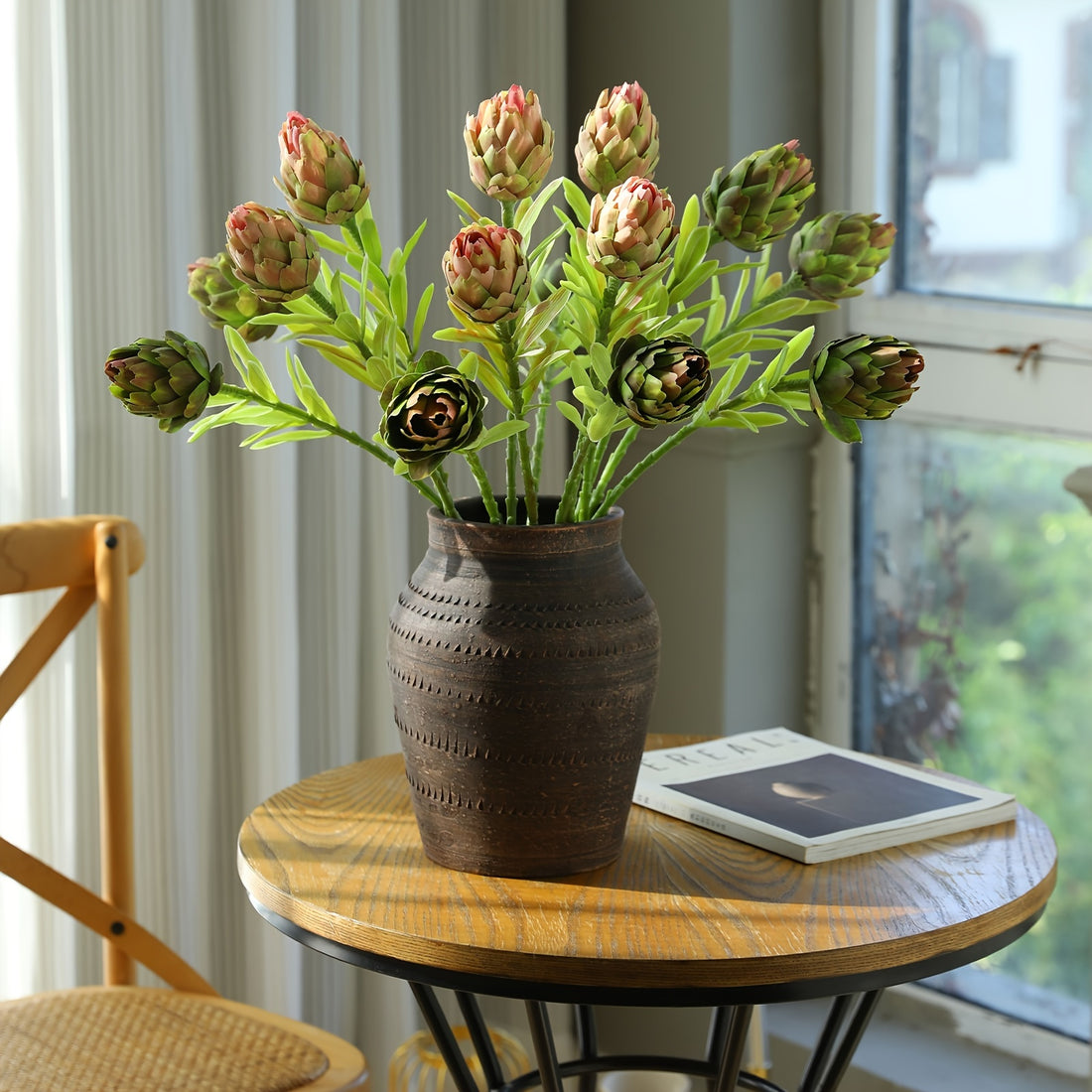 A Lifelike Artificial Artichoke - Realistic Fake Vegetable Plant, Suitable for DIY Decor, Desktop Decoration, Artificial Flower Arrangements, Room And Home Decoration - Perfect for Office, Home, And Wedding Decor.