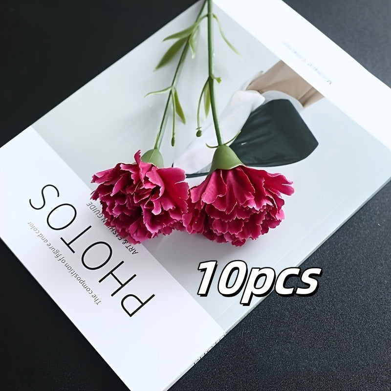 6/10pcs, Artificial Mini Single Branch Carnations, Real Touch Artificial Flowers, Family Room Office Decoration, Floral Arrangement Artificial Center, Outdoor Garden Patio Decoration, Wedding Birthday Bride Shower