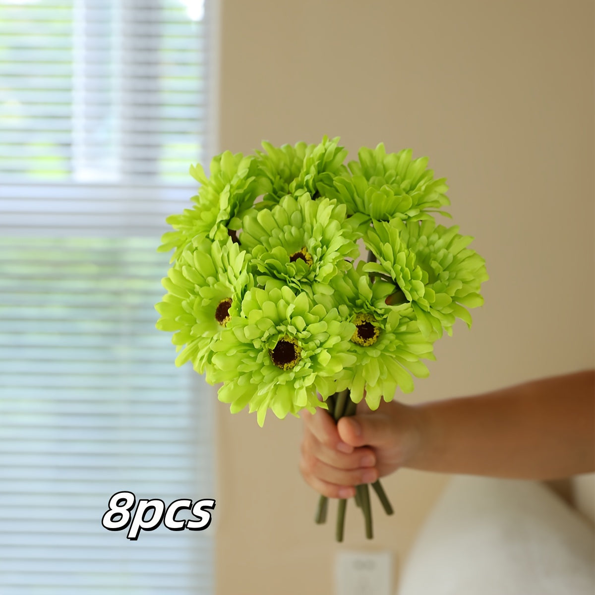 8pcs Artificial Chrysanthemum Bouquet - Silk Fabric Fake Flowers for Home, Garden, Kitchen, Table Centerpieces - Versatile Floral Decor for Wedding, Engagement, Christmas, Halloween, Thanksgiving, Valentine&