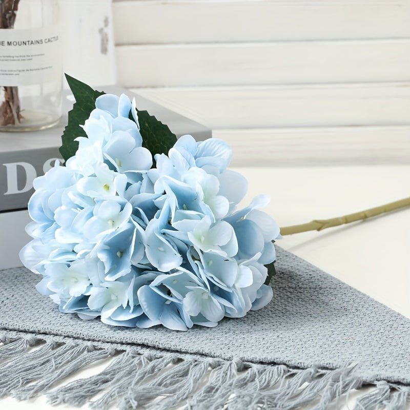 5pcs, Stunning Two-leaf Hydrangea Bouquet - Perfect For Families, Weddings And Parties - Realistic Silk Flowers With Summer Embellished Stems