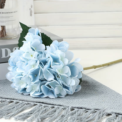 5pcs, Stunning Two-leaf Hydrangea Bouquet - Perfect For Families, Weddings And Parties - Realistic Silk Flowers With Summer Embellished Stems