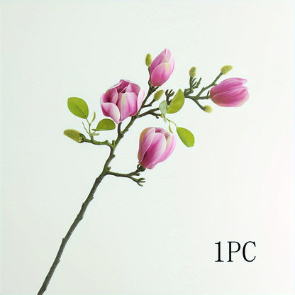 Boho Style Artificial Magnolia Flowers, 27.17&quot; Long Stems, Plastic Floral Arrangements for Wedding Centerpieces, Home Decor, Valentine&