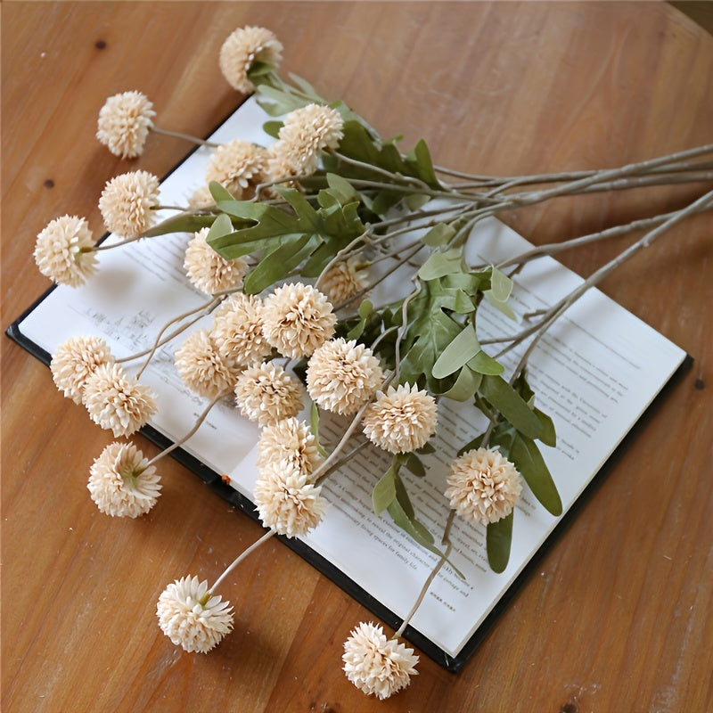 6pcs Autumn Dandelion Artificial Flowers Set - Faux Chrysanthemum Balls for Thanksgiving, Halloween &amp; Harvest Decor | Versatile Home &amp; Wedding Accents
