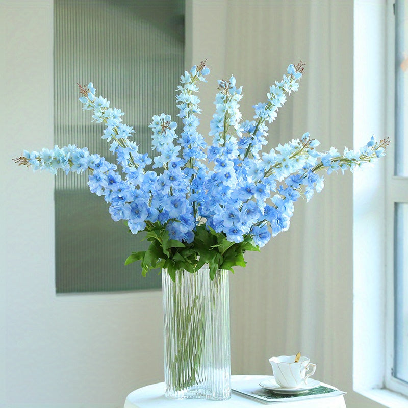 5pcs Artificial Delphinium Flowers, 41.5in White Silk Floral Stems with Realistic Look for Home Decor, Wedding Centerpieces, and Table Decorations, Fake Flowers, Bulk, Table Decoration, Best for Christmas, Perfect for Thanksgiving