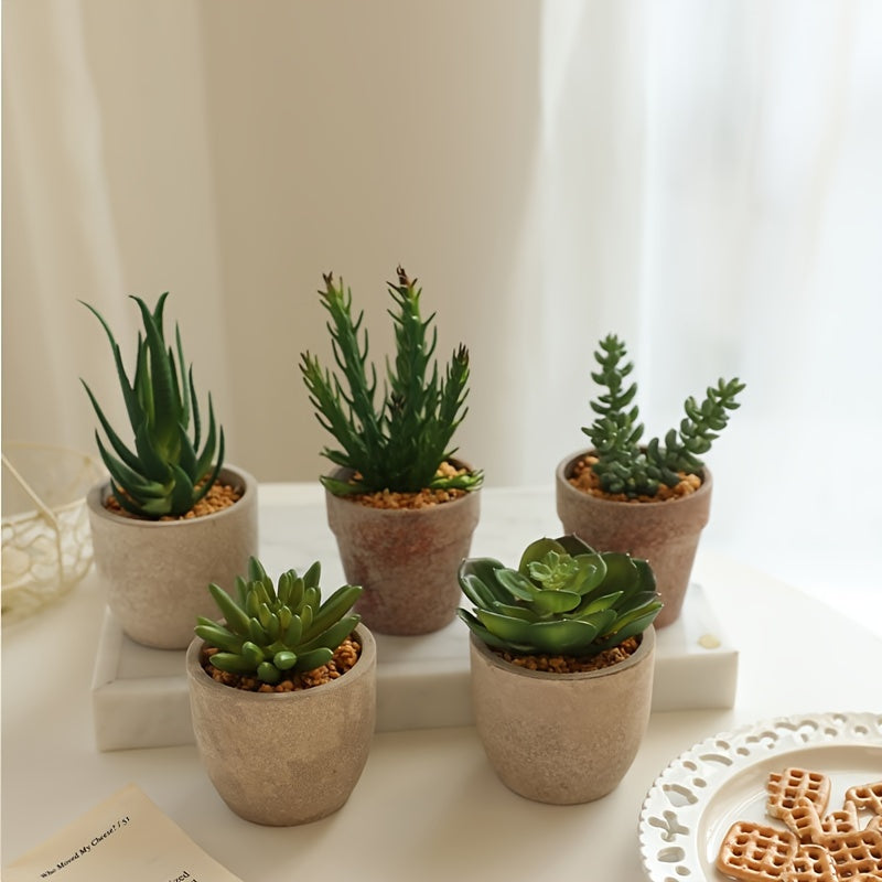 Boho Chic Faux Succulent Plant - Realistic Artificial Cactus with Decorative Pot for Home &amp; Office Decor, Perfect for Mother&