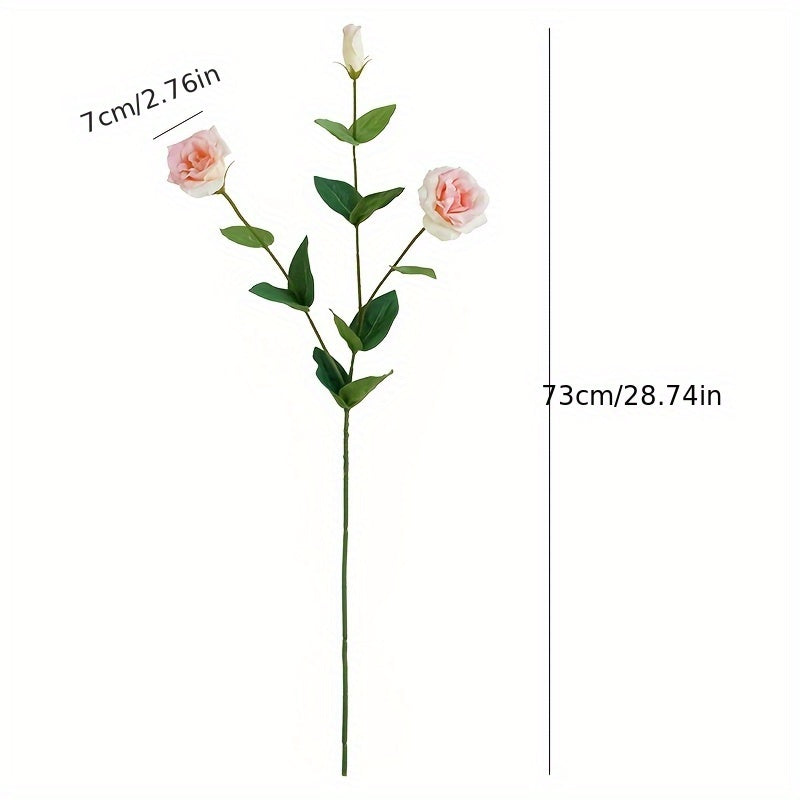 Elegant 2-Branch Artificial Lisianthus Bouquet - 3 Silk Flower Heads, Perfect for DIY Wedding &amp; Home Decor, Versatile Faux Floral Arrangement Accessory, Plastic, Eustoma