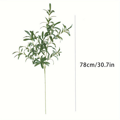 6-Pack Plastic Artificial Olive Branches, Classic Style, for Home Garden Decor and Various Occasions