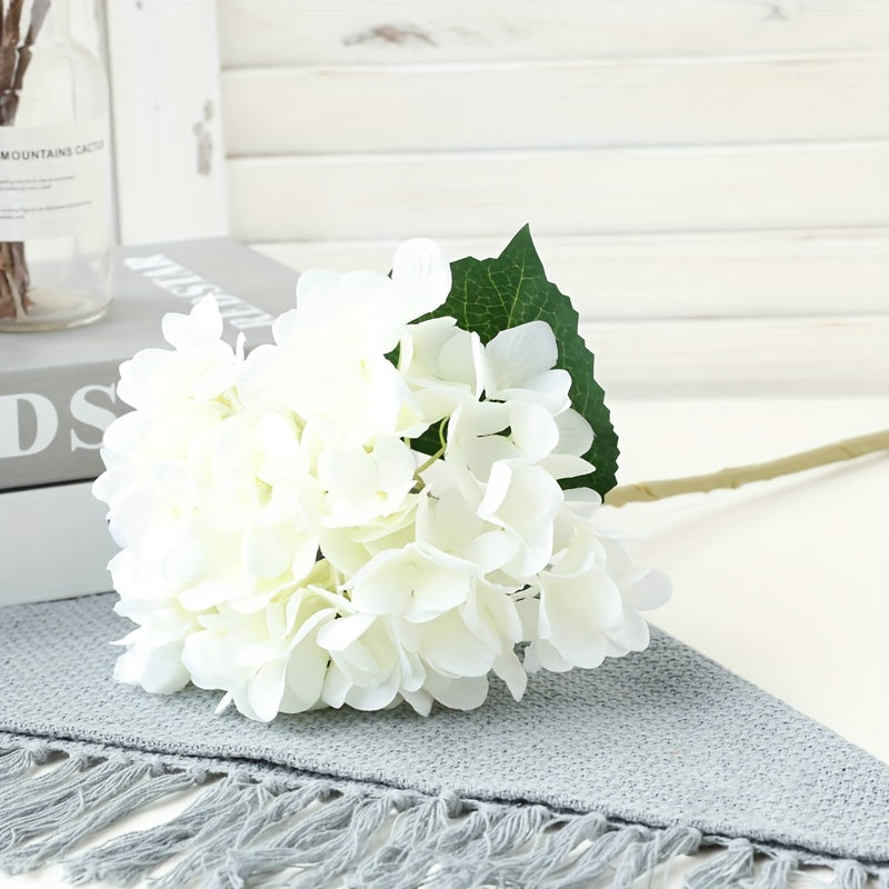 5pcs, Stunning Two-leaf Hydrangea Bouquet - Perfect For Families, Weddings And Parties - Realistic Silk Flowers With Summer Embellished Stems
