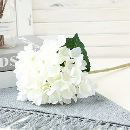5pcs, Stunning Two-leaf Hydrangea Bouquet - Perfect For Families, Weddings And Parties - Realistic Silk Flowers With Summer Embellished Stems