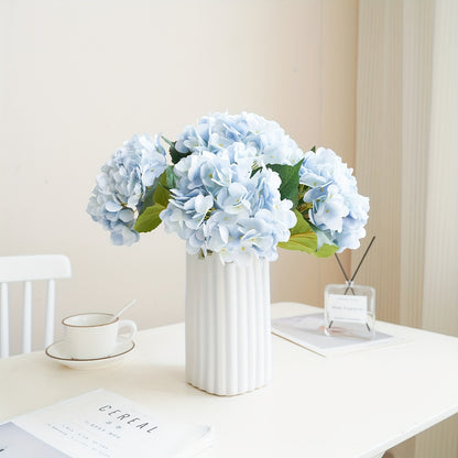 5pcs, Stunning Two-leaf Hydrangea Bouquet - Perfect For Families, Weddings And Parties - Realistic Silk Flowers With Summer Embellished Stems