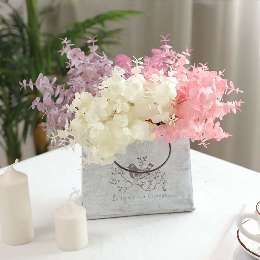 Boho Eucalyptus Artificial Flower Swags Set of 3 - Plastic Floral Decor for Home, Events, Seasonal Celebrations - Versatile Faux Eucalyptus Greenery for Christmas, Halloween, Thanksgiving, Valentine&
