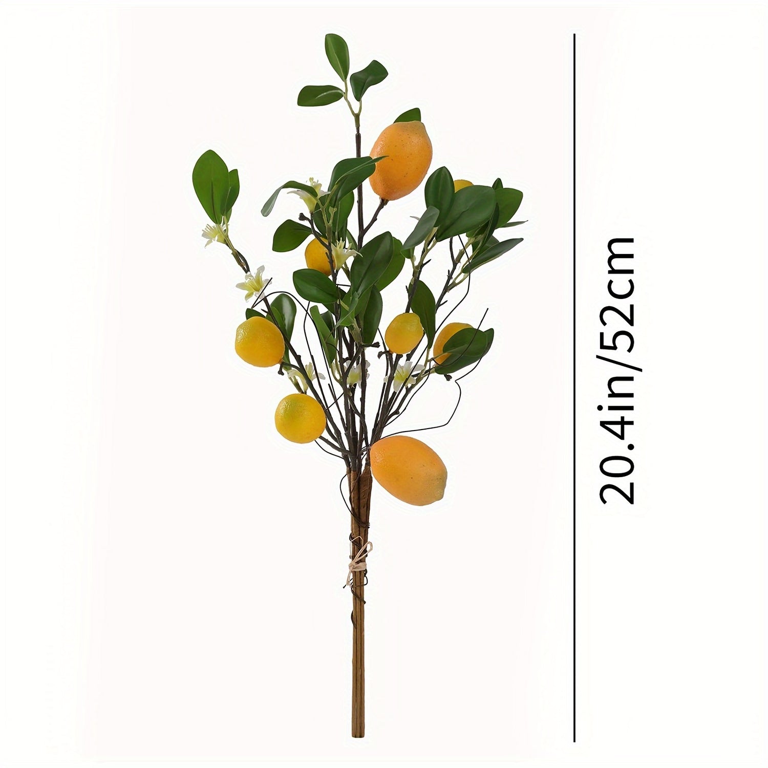 Art Deco Style 1/3/6pcs Artificial Lemon Branches with Green Leaves, 20.4" Plastic Faux Fruit Flowers for Home Office Decor, Seasonal Holiday Themes - Christmas, Valentine&