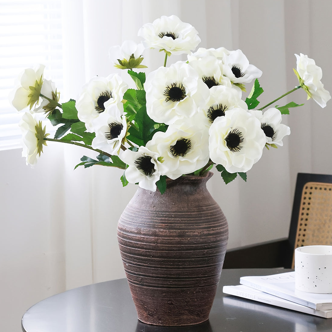 6/10 Pack Artificial Anemone Flowers, Boho Style for Wedding Party Centerpiece, Home Kitchen Decor, Spring Floral Arrangement