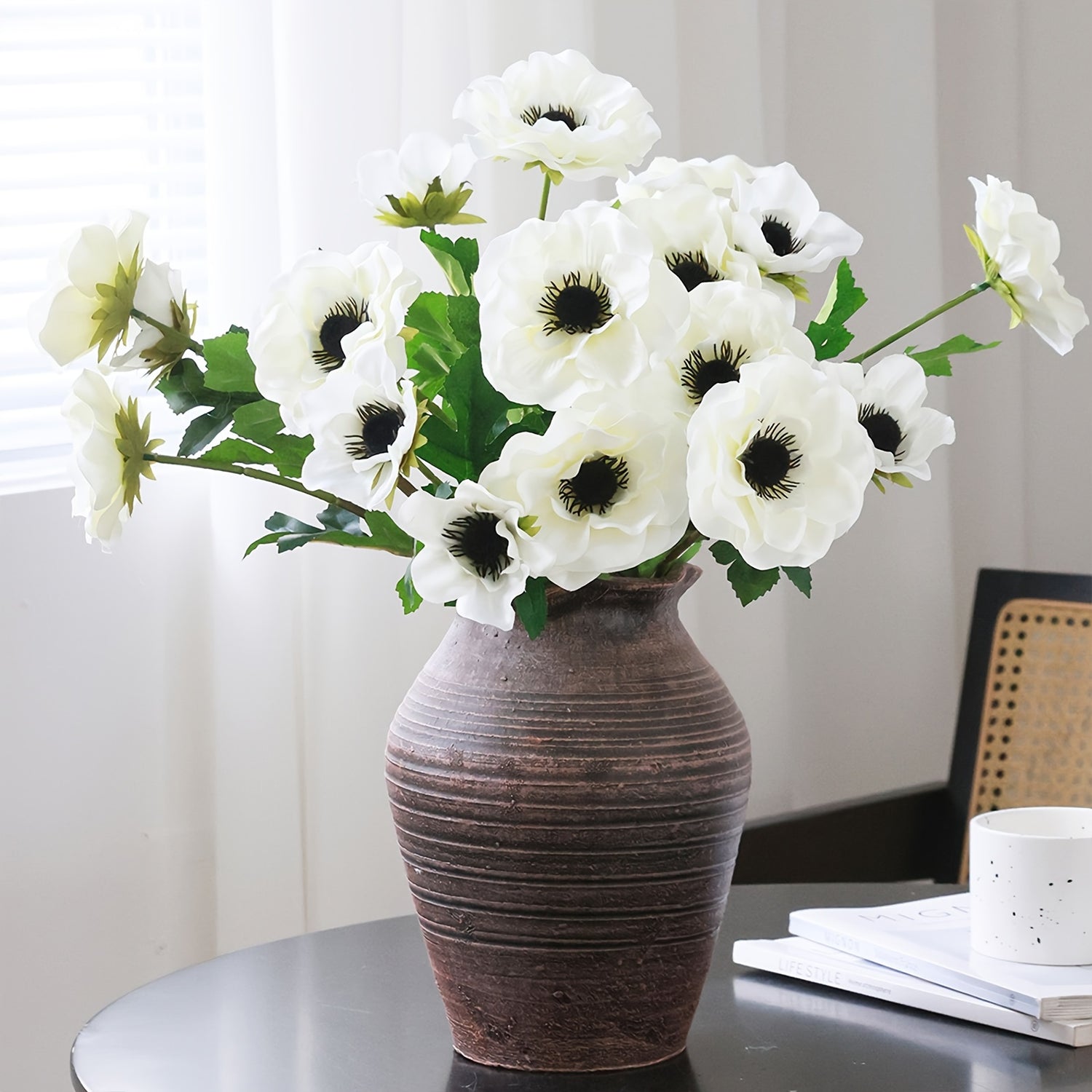 6/10 Pack Artificial Anemone Flowers, Boho Style for Wedding Party Centerpiece, Home Kitchen Decor, Spring Floral Arrangement