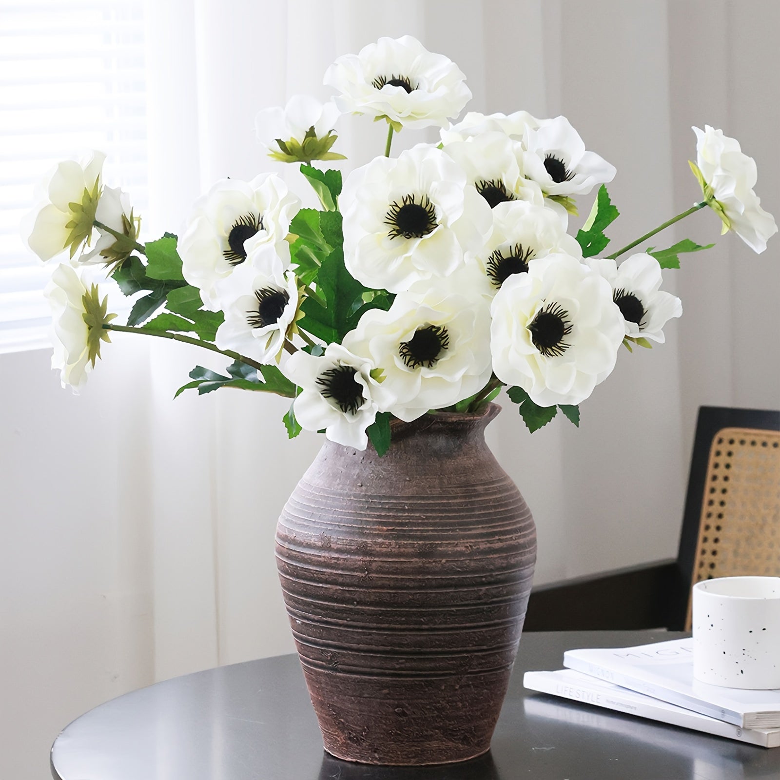 6/10 Pack Artificial Anemone Flowers, Boho Style for Wedding Party Centerpiece, Home Kitchen Decor, Spring Floral Arrangement