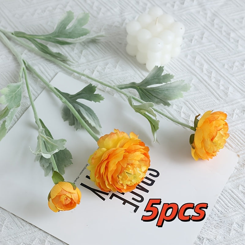 Boho Style 5pcs Real Touch Artificial Peony Bouquet - Plastic Faux Flowers for Home Office Decor, Floral Arrangements, Garden Decor, Mother&