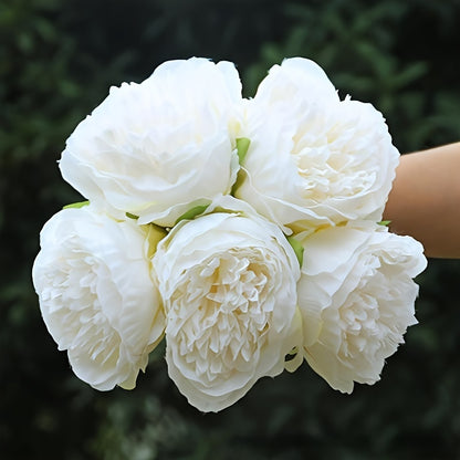 5pcs Bohemian Style Peony Artificial Flower Bouquet - Versatile Plastic Floral Arrangement for Wedding, Bridal Shower, Home Decor | Ideal for Christmas, Valentine&