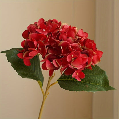 5pcs Stunning Two-Leaf Hydrangea Bouquet - Realistic Silk Flowers with Summer Embellished Stems, Ideal for Home Decor, Weddings, and Parties
