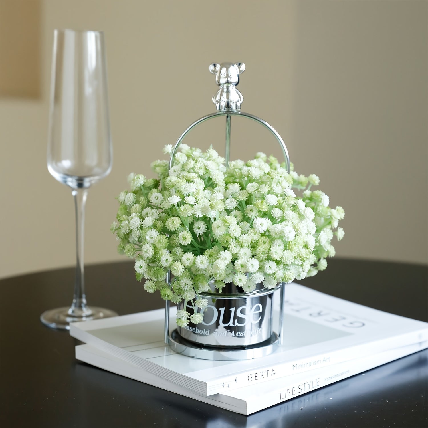 6/10pcs Gypsophila Artificial Flowers, Fake Flowers Gypsophila Bouquet Autumn Artificial Flowers for Decoration, Real Touch Silk Flowers for Wedding Christmas DIY Party Home Garden Office Decoration (White, Blue)