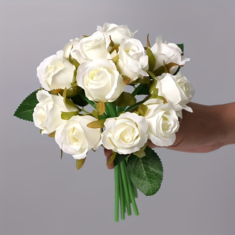 Boho Chic 12-Stem Artificial Rose Bouquet, 10-Inch - Perfect for Bridal Showers, Weddings, Home &amp; Garden Decor, DIY Table Centerpieces - Ideal Mother&