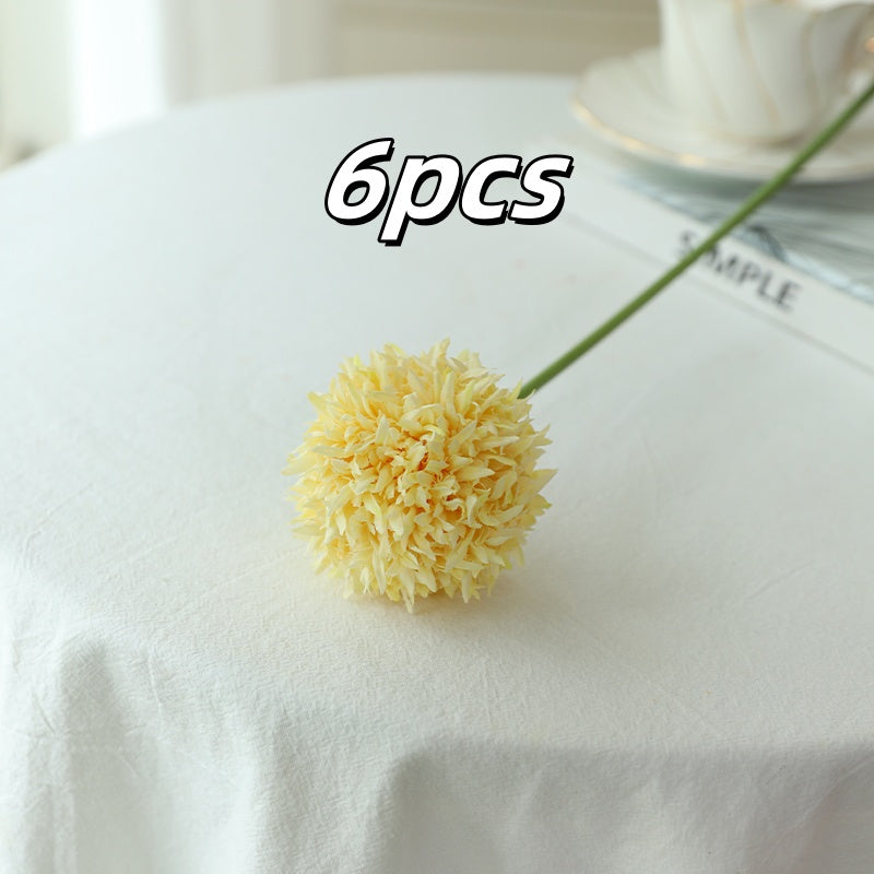 6pcs Boho Style Artificial Chrysanthemum Ball Hydrangea - Silk Fake Flower Plant Arrangement for Wedding Bouquet, Home, Kitchen, Garden, Party Table, Floral Centerpiece DIY - Plastic, Antioxidant, Ideal for Christmas, Thanksgiving, Valentine&