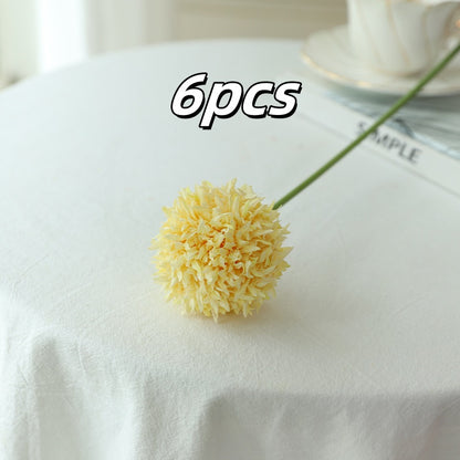 6pcs Boho Style Artificial Chrysanthemum Ball Hydrangea - Silk Fake Flower Plant Arrangement for Wedding Bouquet, Home, Kitchen, Garden, Party Table, Floral Centerpiece DIY - Plastic, Antioxidant, Ideal for Christmas, Thanksgiving, Valentine&