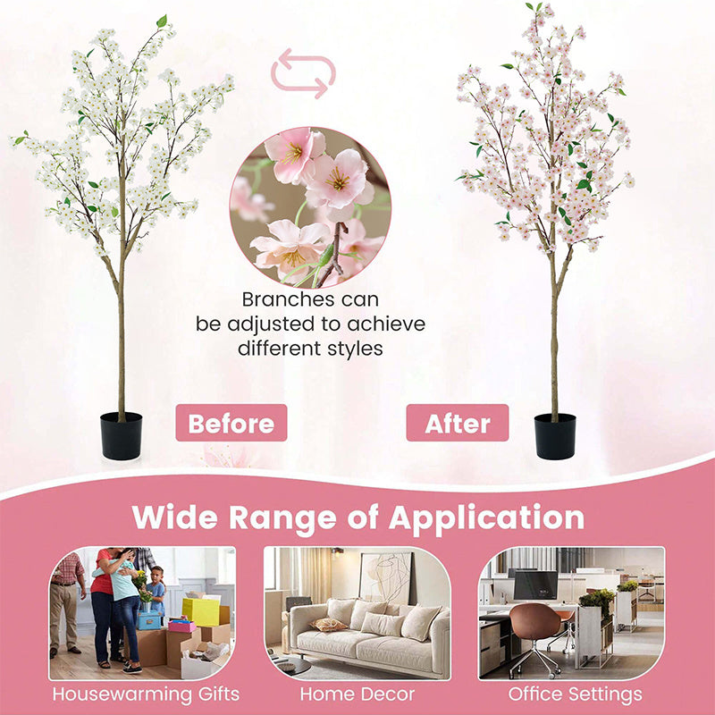 71in Lifelike Cherry Blossom Tree - Perfect for Home, Office, Wedding &amp; Festival Decor