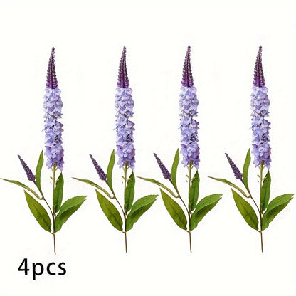 4pcs Boho Chic Artificial Lavender Flowers - Silk Purple Floral Decor for Weddings, Home &amp; Holiday Celebrations, Flower Decorations