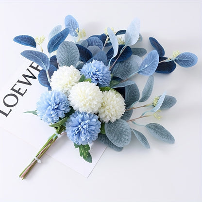 Boho Chic Artificial Eucalyptus &amp; Chrysanthemum Bouquet - Perfect for Home Decor, Weddings, Birthdays &amp; Holidays