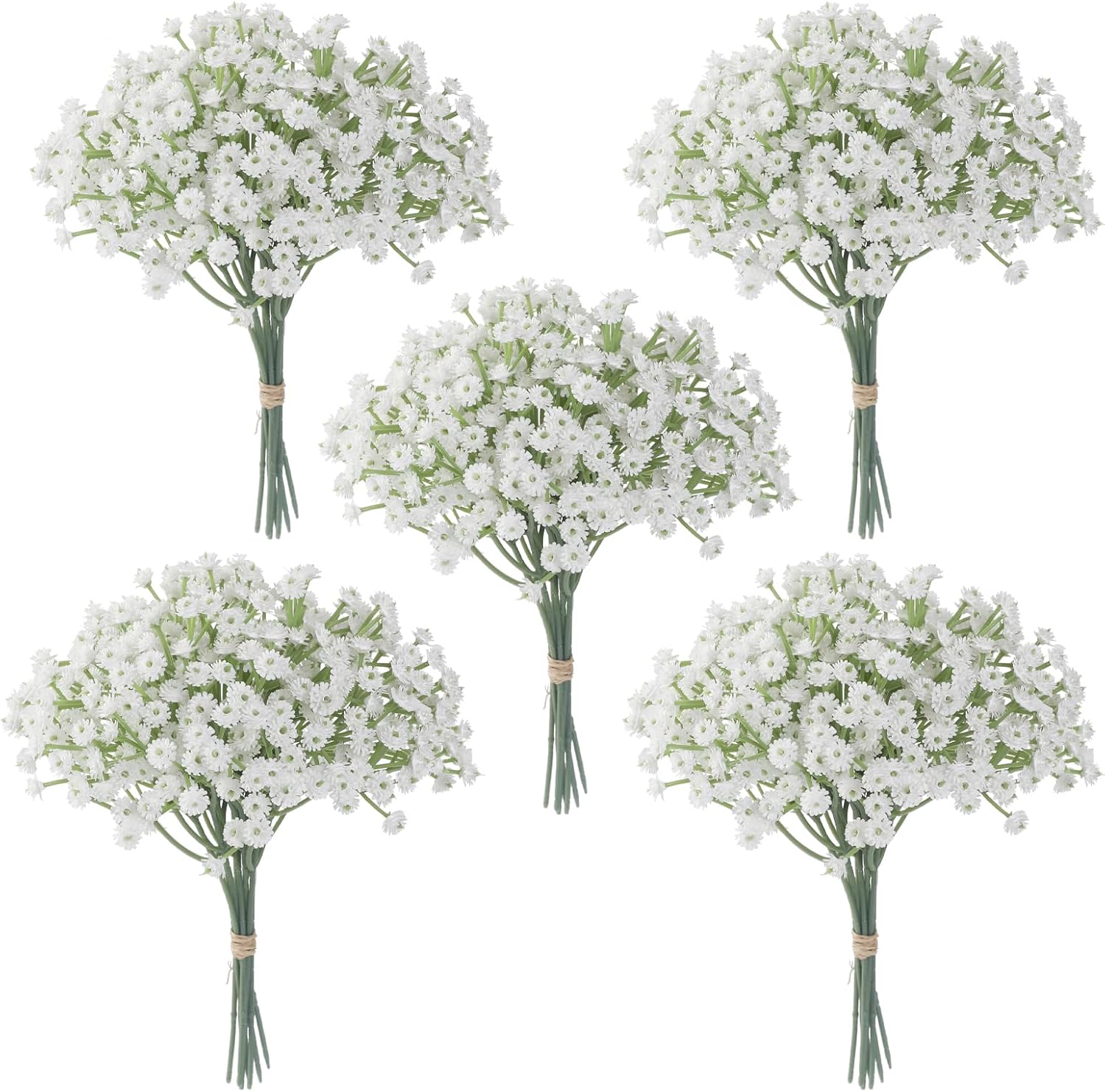 30 PCS 5 Bundles Small White Flowers Artificial Flowers Babys Breath Real Touch Flowers for Wedding Party Home Garden Decoration
