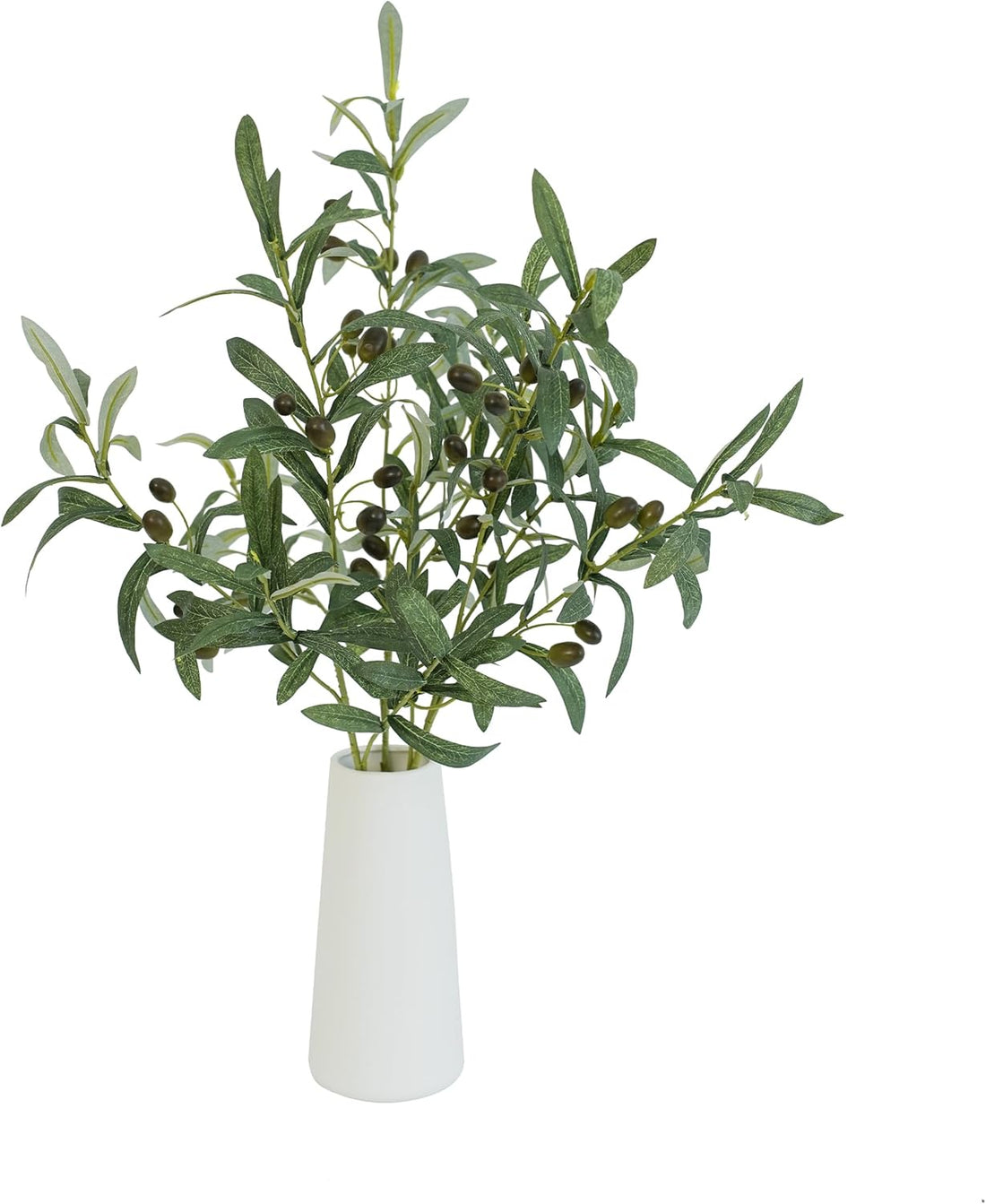 Artificial Olive Branch Greenery Plants,Fake Plants Green Faux Silk Leaves Fake Tree Branches Stems Bushes for Home, Office, Weddings, Room, Party, Vase Decorative(3 Branches, 28.3 inch/Each)