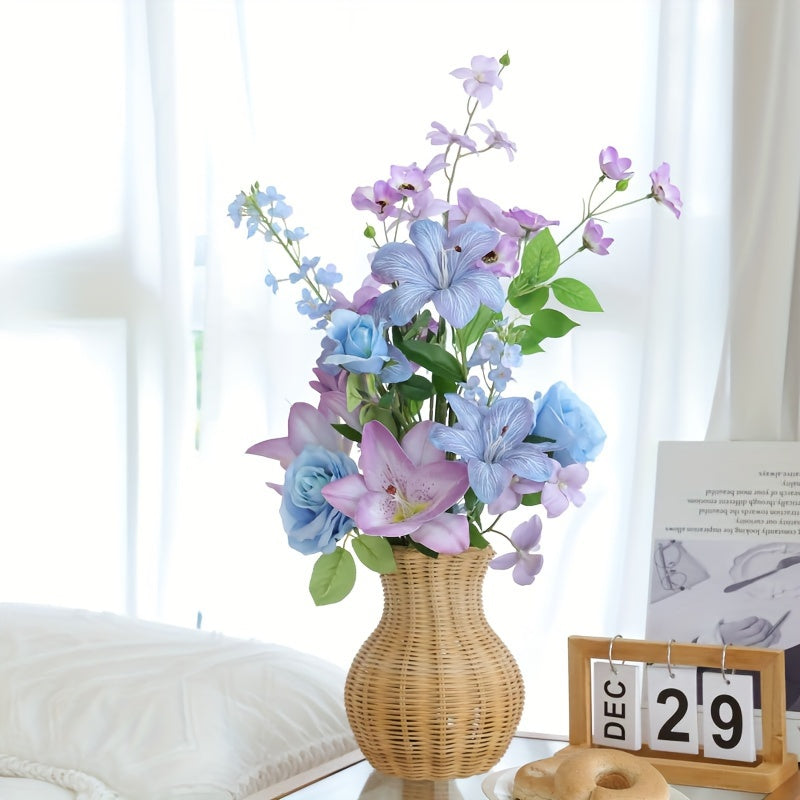 Boho Artificial Flower Swag - 1 Lifelike Dahlia Bouquet with Faux Purple Blooms - Versatile Floral Decor for Home, Tabletop, Birthday, and Holiday Celebrations - Suitable for Christmas, Easter, Thanksgiving, Valentine&
