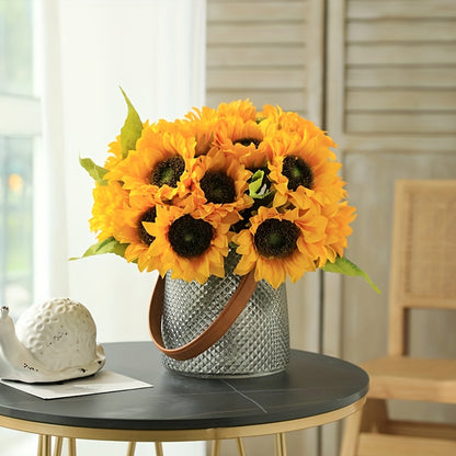 9 Head Sunflower Bouquet Artificial Flowers - Perfect for Home Decor, Weddings, and Festive Occasions