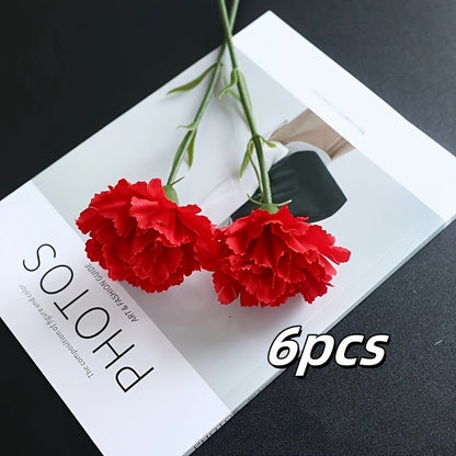 6/10pcs, Artificial Mini Single Branch Carnations, Real Touch Artificial Flowers, Family Room Office Decoration, Floral Arrangement Artificial Center, Outdoor Garden Patio Decoration, Wedding Birthday Bride Shower