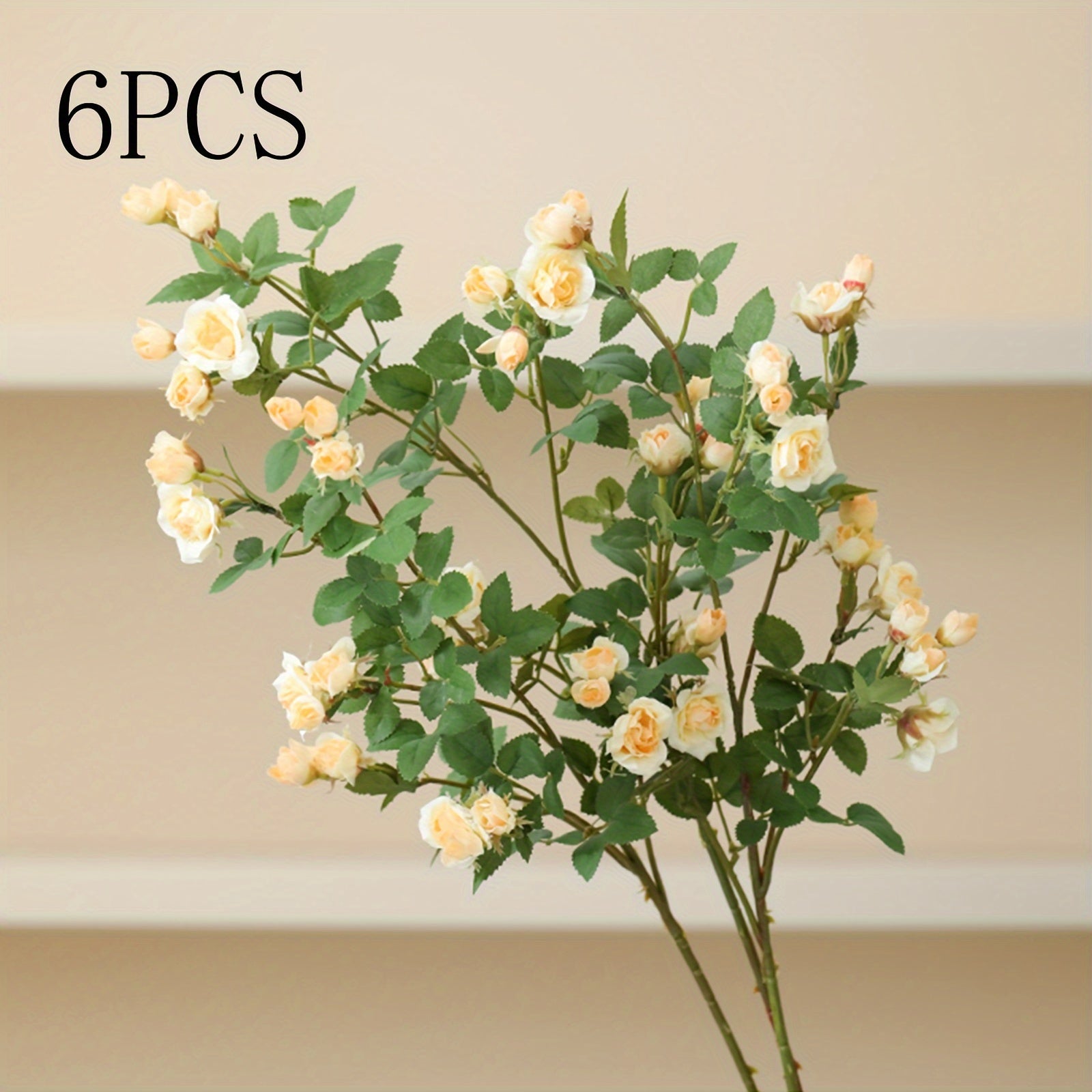 6pcs Lifelike Silk Rose Bouquet with Long Stems - Perfect for Valentine&