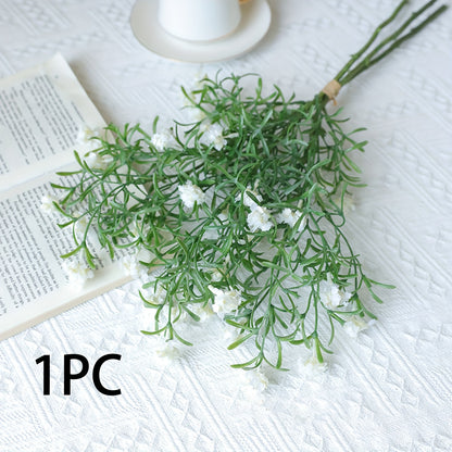Boho Style Artificial Flower Swags, 3 Branches Plastic Gypsophila &amp; Cherry Blossom Bundle - Faux Silk Flower Bunch for Wedding, Bachelorette, Restaurant &amp; Home Decor - Ideal for Christmas, Valentine&