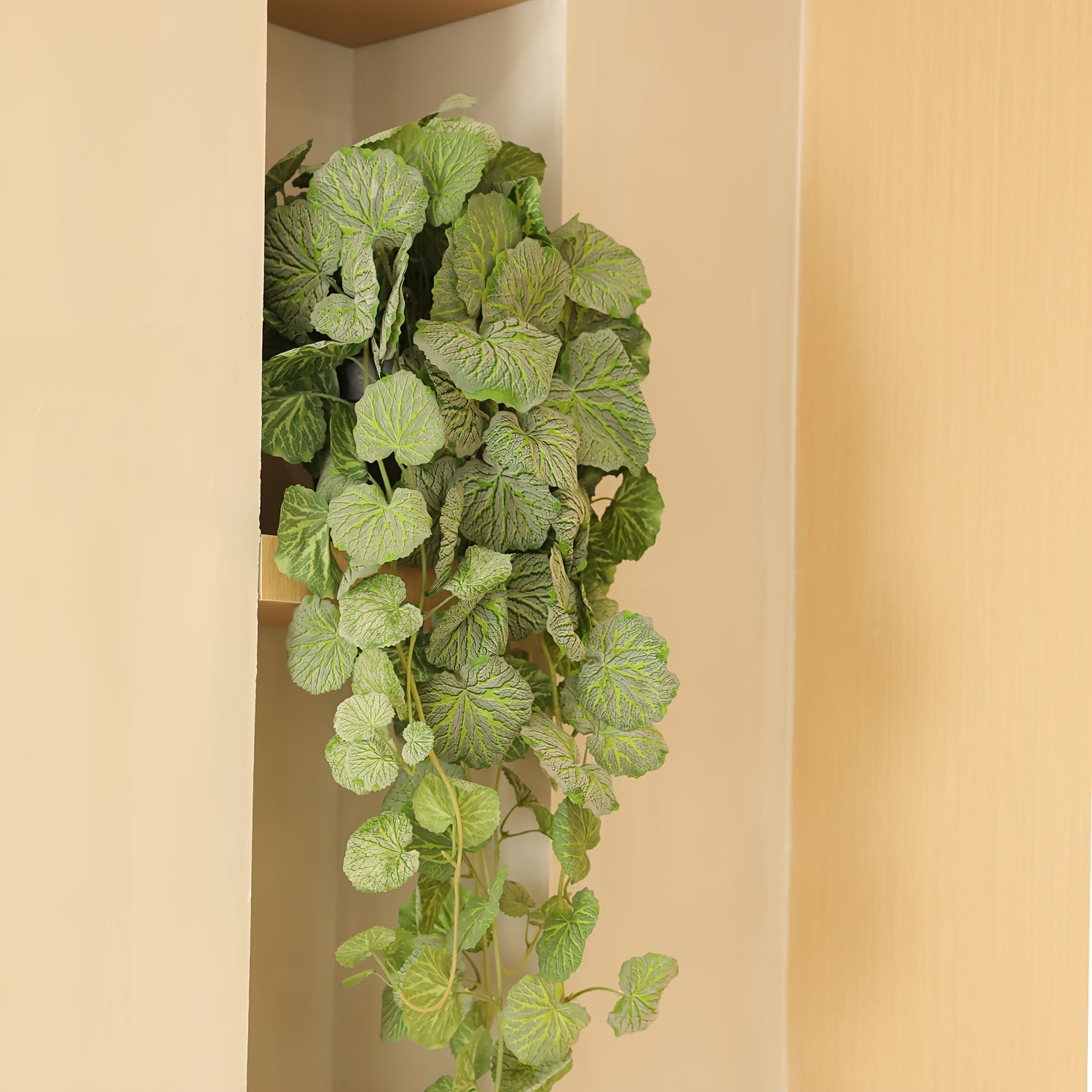 Classic Style Artificial Begonia Leaf Vine Plant Swag with Plastic Pot - Lifelike Faux Hanging Greenery for DIY Home &amp; Office Decor, Weddings, Birthdays, Parties, Perfect for All Seasons - Maintenance-Free by MOHUAGE - Ideal for Christmas, Thanksgiving, F