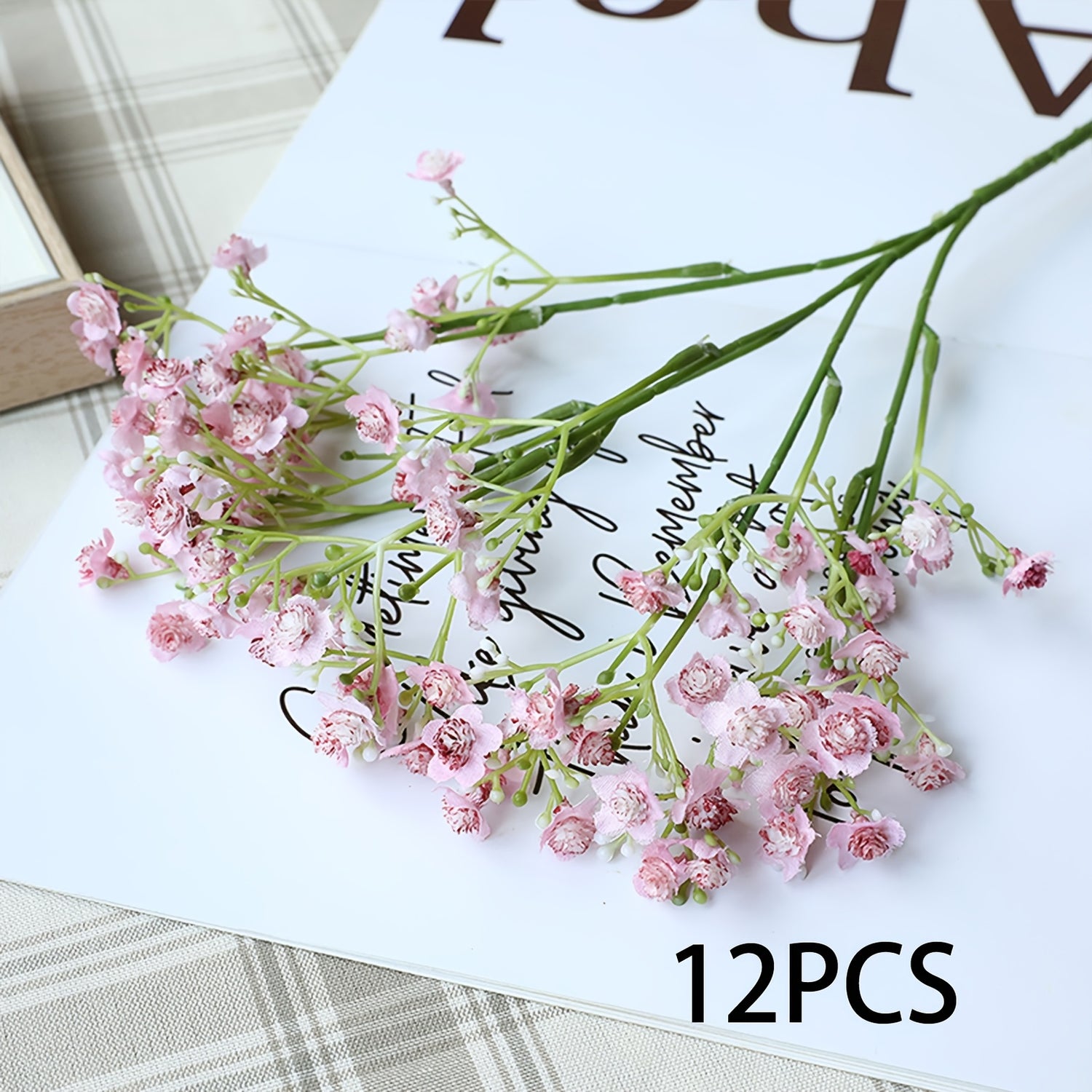 6/12pcs Boho Style Artificial Gypsophila Flower Bouquets, Plastic Real Touch Simulation Stems for Home Office Decor, Outdoor Garden, Wedding, Birthday, Christmas, Valentine&