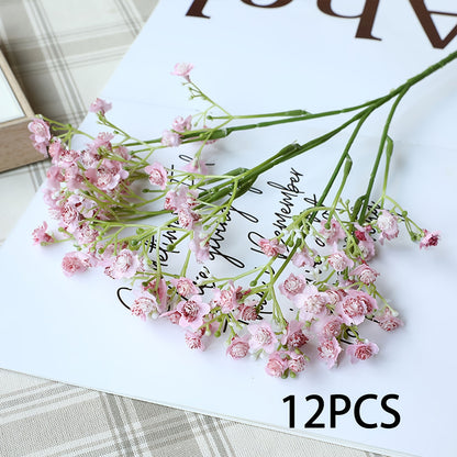 6/12pcs Boho Style Artificial Gypsophila Flower Bouquets, Plastic Real Touch Simulation Stems for Home Office Decor, Outdoor Garden, Wedding, Birthday, Christmas, Valentine&