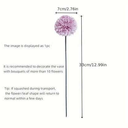 6pcs, Artificial Flowers, Table Tennis Chrysanthemum Autumn Dandelion, Chrysanthemum And Hydrangea Fake Flowers, For Family Living Room Table Decoration, Wedding Party Arrangements, Winter Christmas Home Decoration