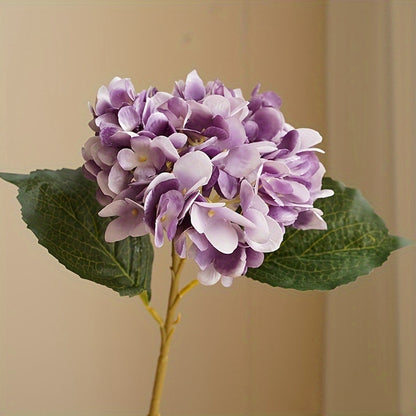 5pcs Stunning Two-Leaf Hydrangea Bouquet - Realistic Silk Flowers with Summer Embellished Stems, Ideal for Home Decor, Weddings, and Parties