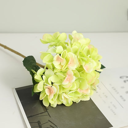 5pcs, Stunning Two-leaf Hydrangea Bouquet - Perfect For Families, Weddings And Parties - Realistic Silk Flowers With Summer Embellished Stems