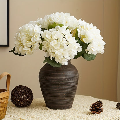 5pcs Stunning Two-Leaf Hydrangea Bouquet - Realistic Silk Flowers with Summer Embellished Stems, Ideal for Home Decor, Weddings, and Parties