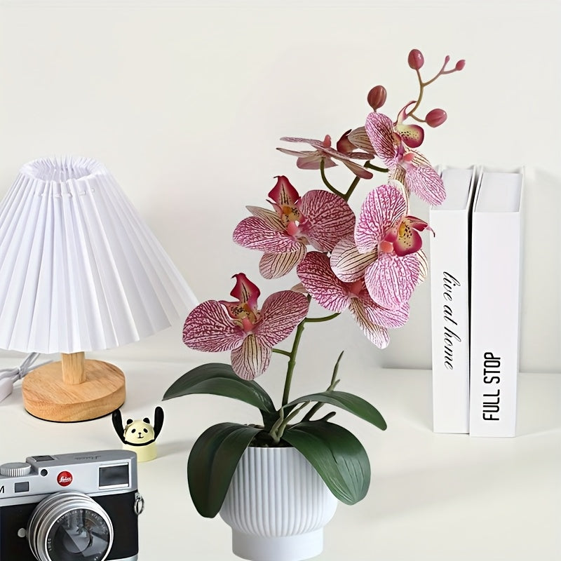 Elegant 16.5&quot; Ceramic Vase with Lifelike Artificial Orchid - Perfect for Home &amp; Office Decor, Table Centerpiece, and Special Occasions like Christmas, Valentine&