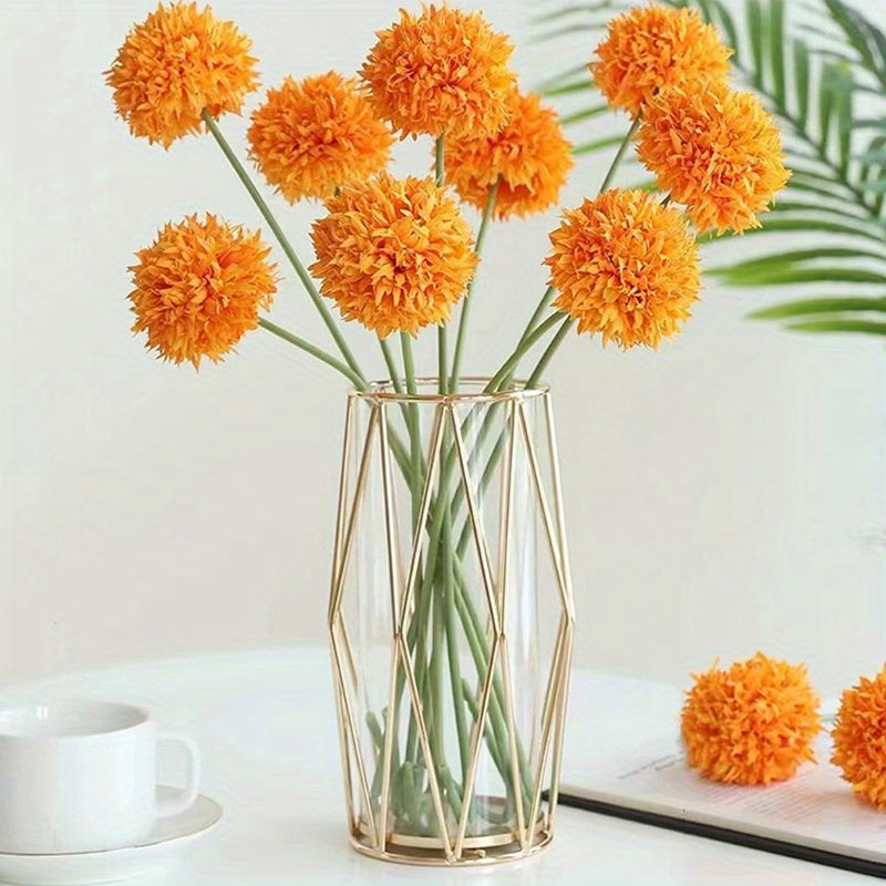 6pcs Boho Style Artificial Chrysanthemum Ball Hydrangea - Silk Fake Flower Plant Arrangement for Wedding Bouquet, Home, Kitchen, Garden, Party Table, Floral Centerpiece DIY - Plastic, Antioxidant, Ideal for Christmas, Thanksgiving, Valentine&